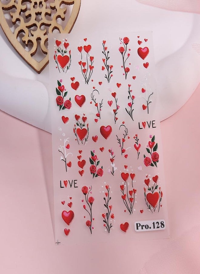 TailaiMei Valentine'd Day Nail Stickers, Love Flowers Self-Adhesive Heart Nail Art Decals for DIY Nail Decorations. (2513, 3 Sheets) - Image 5